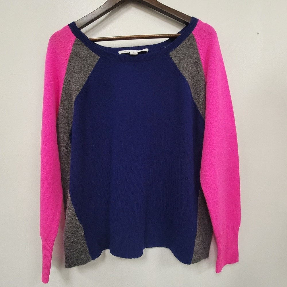 Diane Von Furstenberg Womens Cashmere Sweater Size S Colorblock Bold Designer